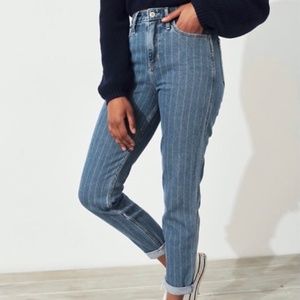 Hollister Pin Stripe Ultra High Rise Mom Jeans